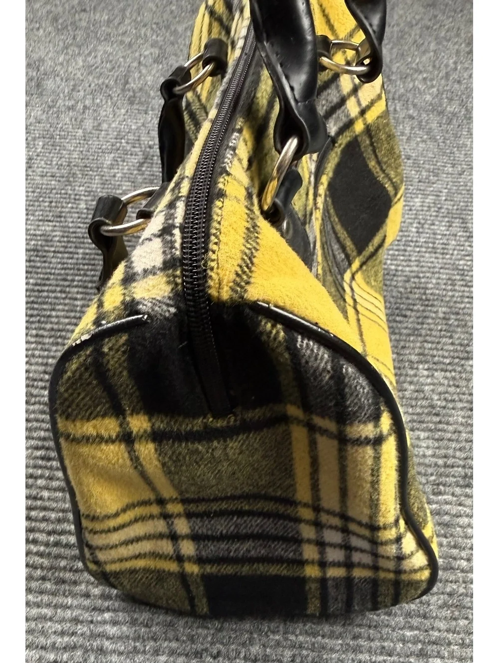 SACHI Plaid Insulated Lunch Tote Cooler Bag Yellow Black Thermal Handbag